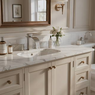 Sunvega Single Hole Bathroom Faucet with Ceramic Cartridge in Brushed Nickel