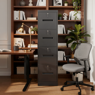 Sunvega 5 Drawer Metal Vertical File Cabinet with Lock on Wheels for Home Office
