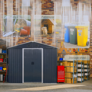 Sunvega 8x4ft Outdoor Metal Storage Shed with Galvanized Steel Panels and Foundation