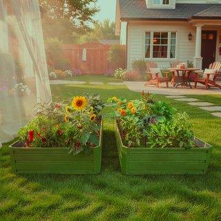 Sunvega 2 Pack Metal Raised Garden Bed Kit for Vegetables Flowers and Herbs