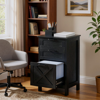 Sunvega Rustic Farmhouse File Cabinet with 3 Drawers for Organized Office Storage
