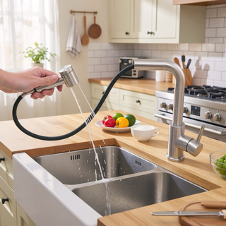 Sunvega Single Handle Kitchen Sink Faucet with Pull Out Sprayer and Deck Plate