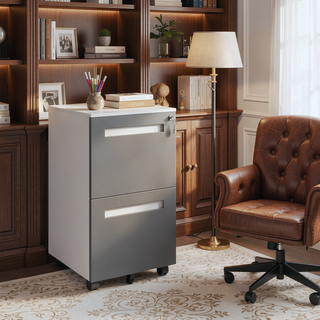 Sunvega 2 Drawer Mobile File Cabinet with Lock for Legal Letter A4 Size