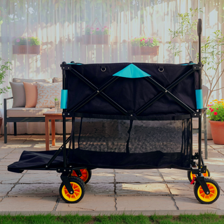 Sunvega Extra Long Folding Wagon Cart with Large Capacity and All-Terrain Wheels