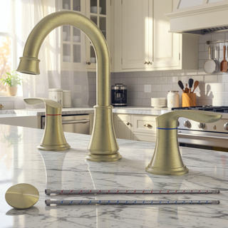 Sunvega 8 Inch Widespread Bathroom Sink Faucet Matte Black with 360 Swivel Spout