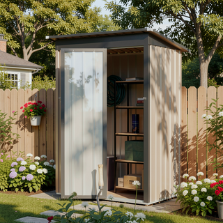 Sunvega 5FT x 3FT Grey Outdoor Pent Roof Garden Tool Storage Shed House