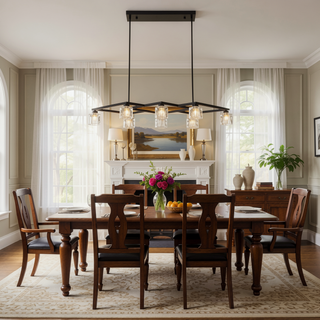 Sunvega Matte Black Crystal 8-Light Modern Industrial Chandelier with Adjustable Height for Dining Room