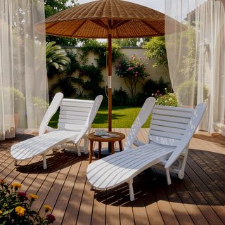 Sunvega Folding Acacia Wood Adirondack Chair with Slatted Seat and Rustic Design