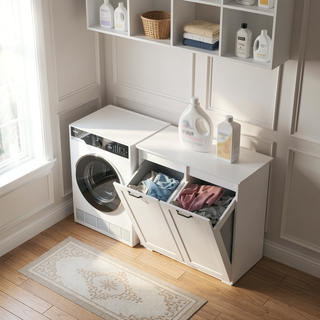 Sunvega Laundry Cabinet with 2 Removable Liner Bags for Easy Sorting and Storage