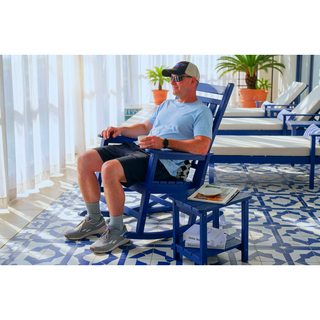Sunvega All Weather-resistant Black Rocking Chair Set with Wood-Texture and Side Table