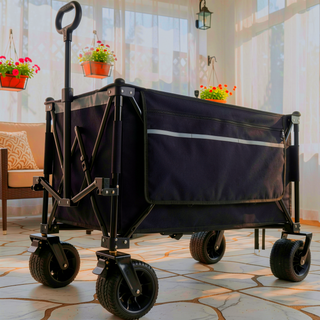 Sunvega Heavy Duty Folding Utility Wagon Cart with 480lbs Capacity and All Terrain Wheels