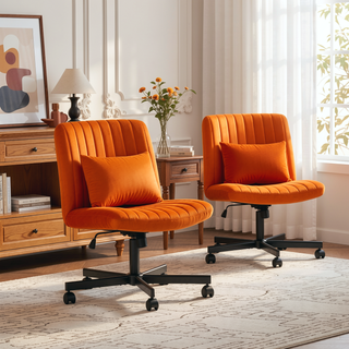Sunvega Adjustable Ergonomic Armless Office Chair with Plush Linen Upholstery