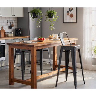 Sunvega Industrial Metal Barstools with Bucket Back and 4 Leg Design Set of 2