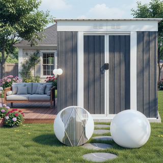 Sunvega High-Strength Galvanized Steel Apex Roof Outdoor Storage Shed