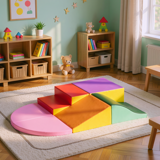 Sunvega Colorful Soft Foam Climbing Blocks for Toddlers 1-3 Years 6-Piece Play Set
