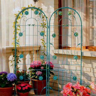 Sunvega Rustproof Metal Garden Trellis for Climbing Plants Outdoor Flower Support 4 Pack