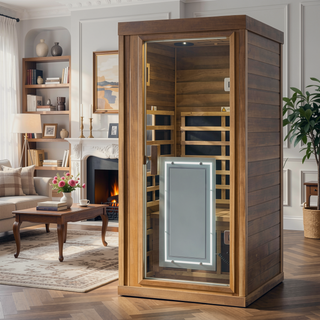 Sunvega One Person Far Infrared Red Cedar Indoor Sauna Room with 8 Heating Panels