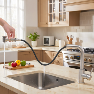 Sunvega Single Handle Kitchen Sink Faucet with Pull Out Sprayer and Deck Plate