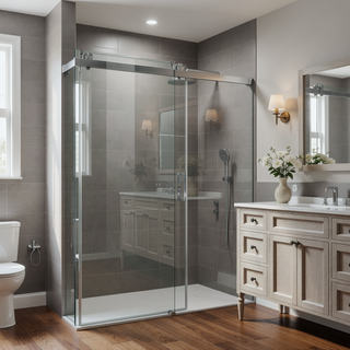 Sunvega Soft-Closing Single Sliding Frameless Shower Door 56-60" W x 76" H