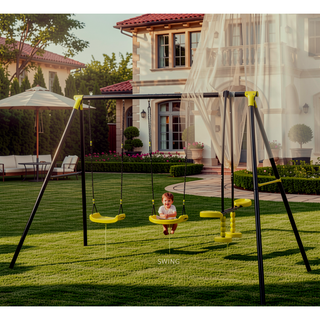 Sunvega 440lbs Triple Children Metal Safe Swing Set for Outdoor Playground