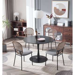 Sunvega Mid-century Dining Table for 4-6 People With Round MDF Top