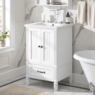 Sunvega 20 Inch Black Bathroom Vanity with Ceramic Sink and Storage Cabinet