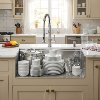 Sunvega Handcrafted 33x19 Inch Undermount Single Bowl Kitchen Sink Dark Gray
