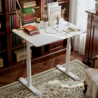 Sunvega Height Adjustable Hand Crank Sit Stand Home Office Desk for Study Room