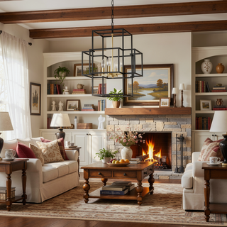 Sunvega Industrial Farmhouse 4-Light Metal Lantern Tiered Pendant Hanging Chandelier