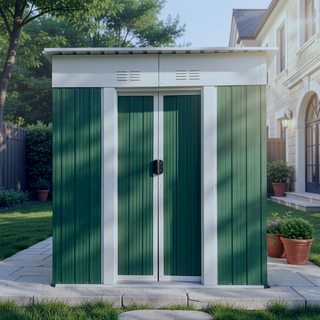 Sunvega Pent Roof Outdoor Storage Shed with Aluminum Alloy Frame and Sliding Door
