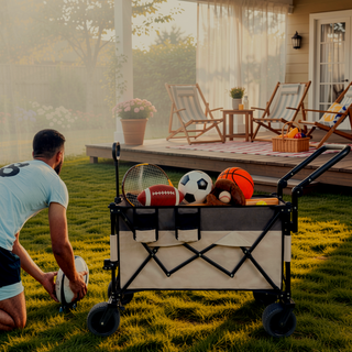 Sunvega Multi-Functional Push-Pull Folding Wagon Cart with 360° All-Terrain Wheels