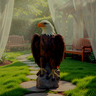 Sunvega Hand-Painted Bald Eagle Garden Statue with 24.4-inch Tall Resin Construction