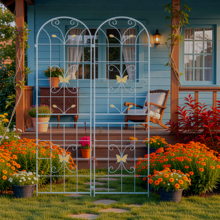 Sunvega Rustproof Metal Garden Trellis for Climbing Plants Outdoor Flower Support