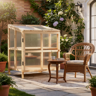 Sunvega Foldable Wooden Greenhouse Cold Frame with Openable Top and Shelves