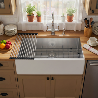 Sunvega 32x19 Inch Undermount Kitchen Sink with Superior Drainage and Soundproofing