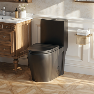 Sunvega Modern Fan-Shaped Design One-Piece Toilet with Dual Flush and Soft Close Seat