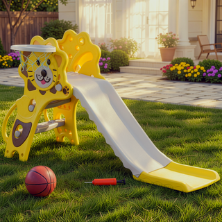 Sunvega 2 in 1 Toddler Slide with Basketball Hoop for Indoor Play and Exercise