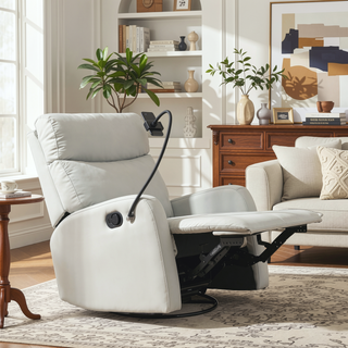 Sunvega 360 Degree Swivel Rocking Recliner Chair with Footrest for Bedroom