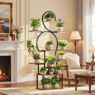 Sunvega 9 Tiered 63 Inch Tall Indoor Plant Stand with Grow Light for Multiple Plants