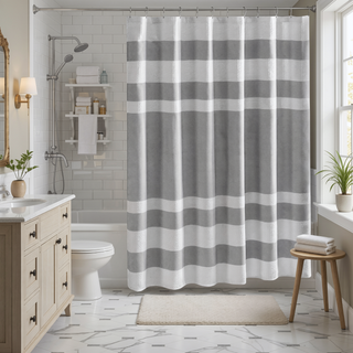 Sunvega Reversible Cotton Bath Rug with Plush Stripes and Textured Massage