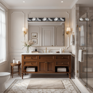 Sunvega Modern 7-Light LED Vanity Fixture with Square Acrylic Lampshades for Bathroom
