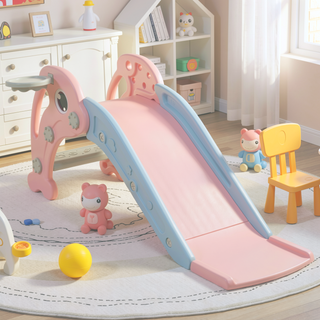 Sunvega 2 in 1 Toddler Slide with Basketball Hoop and Ball for Indoor Outdoor Play