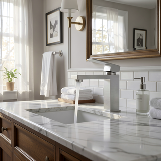 Sunvega Single Hole Bathroom Faucet with Ceramic Cartridge in Brushed Gold