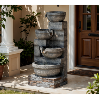 Sunvega 4-Tier Cascading Waterfall Fountain with LED Lights for Garden Patio