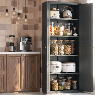 Sunvega Premium Powder Coated Steel Storage Cabinet With Four Adjustable Shelves