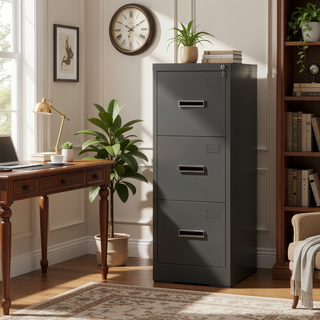 Sunvega 5 Drawer Metal Vertical File Cabinet with Lock on Wheels for Home Office