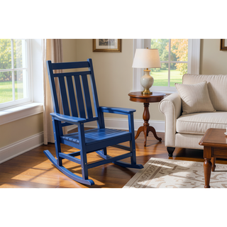 Sunvega All Weather-resistant Black Rocking Chair Set with Wood-Texture and Side Table
