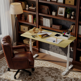 Sunvega Height Adjustable Hand Crank Sit Stand Home Office Desk for Study Room