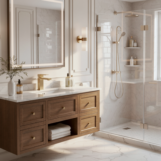 Sunvega Single Hole Bathroom Faucet with Ceramic Cartridge in Brushed Gold