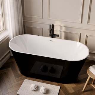 Sunvega 59-Inch Acrylic Freestanding Soaking Bathtub with Superior Insulation and Easy Cleaning